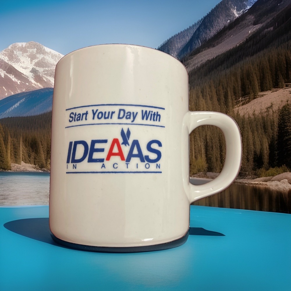 AA American Airlines Start Your Day With Ideas in AAction Flat Coffee Cup READ - Picture 2 of 9
